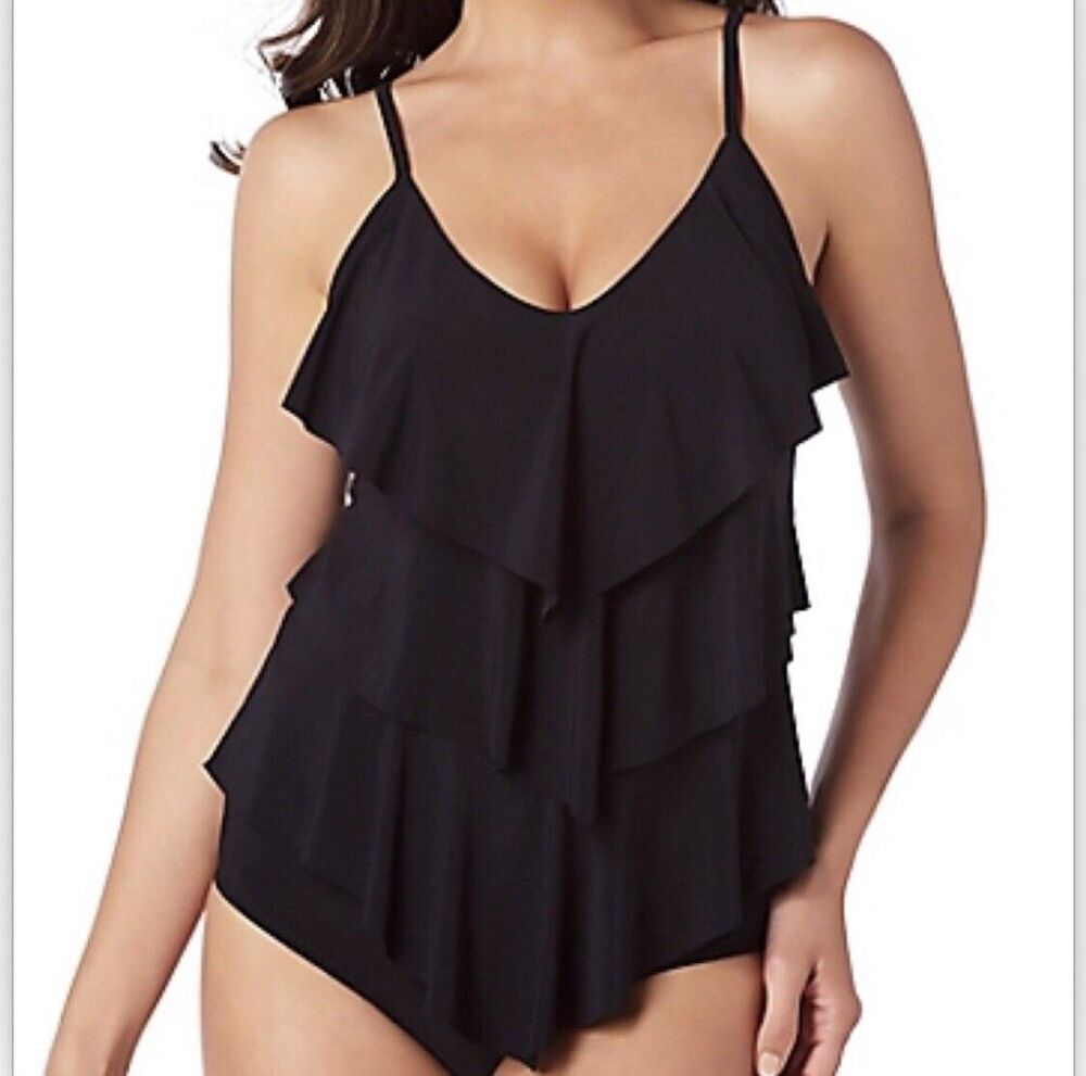 Magicsuit Rita Wireless Ruffle Tankini Black 6006044 Size 10